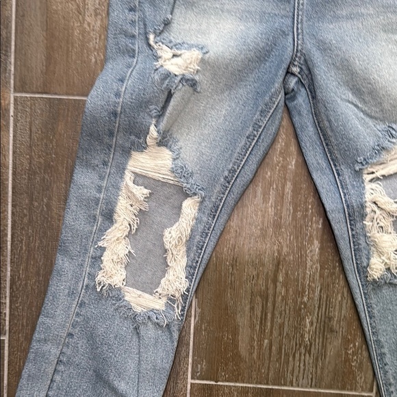 Cello High Rise Straight Distressed Jeans in Light Blue - Picture 12 of 12